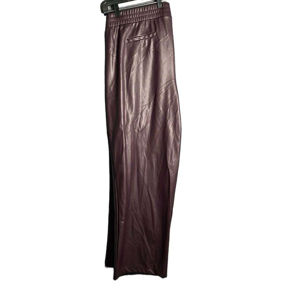 Ashely Stewart Wine Color Faux Leather Pull On Pants With Elastic Waist 22/24